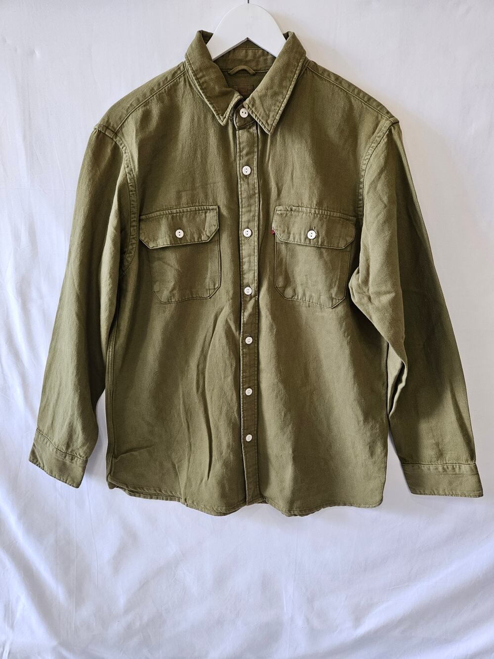 Levi's Men's Button Up Long Sleeve Shirt Denim Green Small